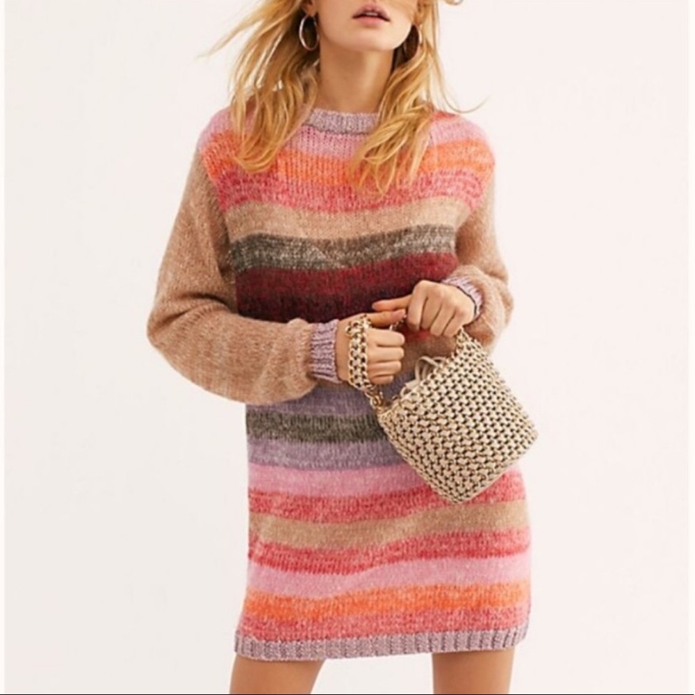 Free People Bright It Up Sweater Mini Dress Size Small